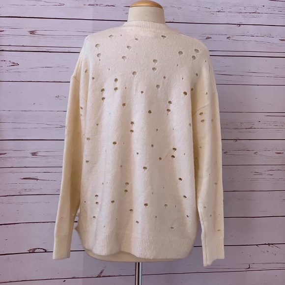 New ASTR distressed pullover sweater cream white M - Picture 5 of 8